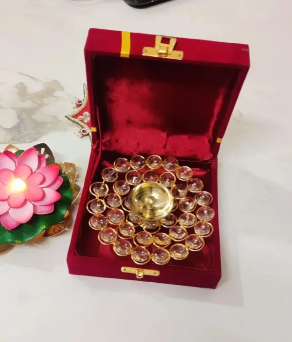 Crystal brass diya